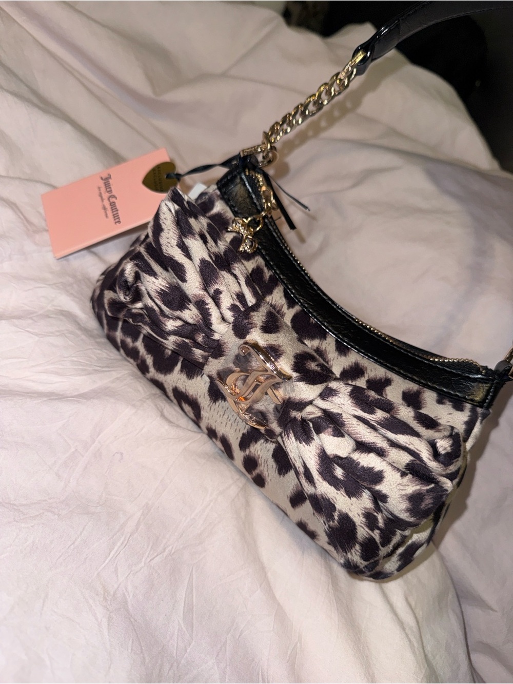 NWT Juicy Couture Black & White Leopard Print Shoulder Bag